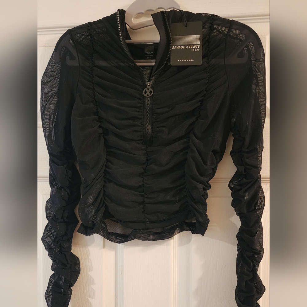 NWT Savage X Fenty Sheer Half Zip